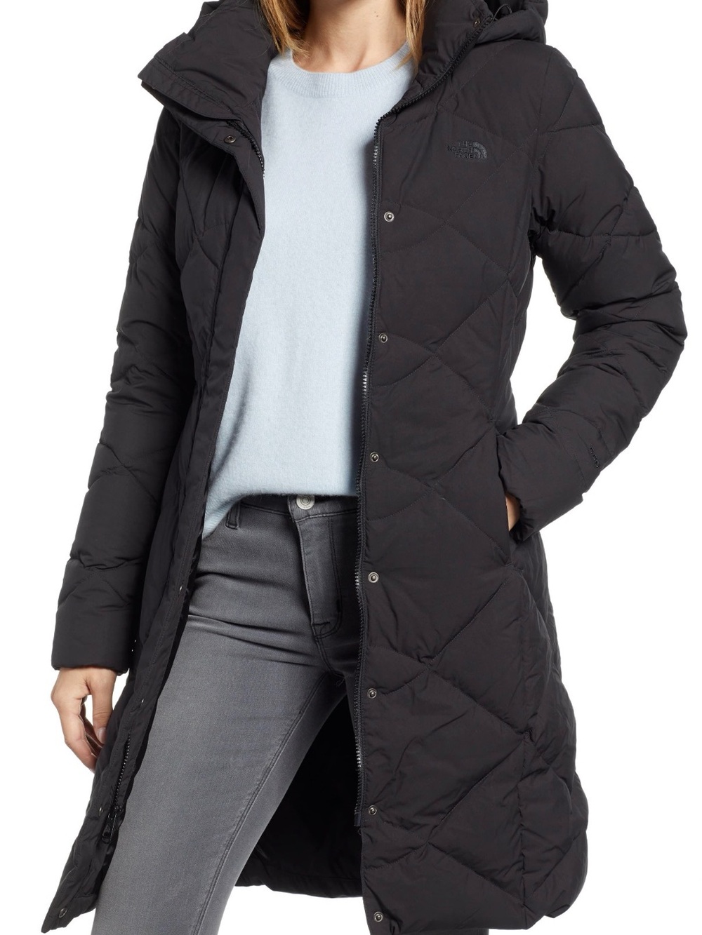 The North Face Women’s Long Down Puffer Parka Black Detachable Hood -S